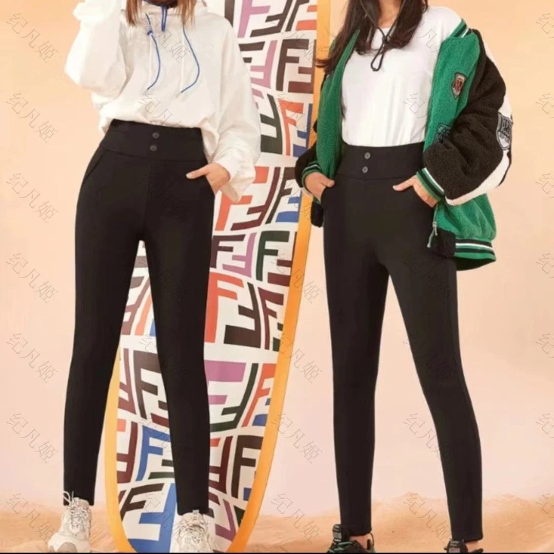 纪凡姬/2122-保暖百搭加厚紧身双扣三防女士鹅绒裤AB版