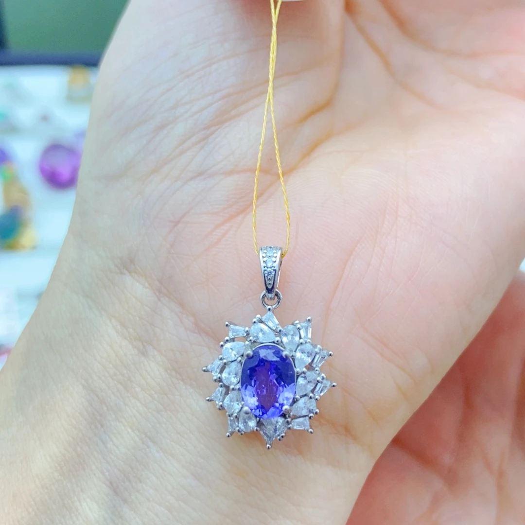 吊坠(赠链)银S925镶嵌坦桑石