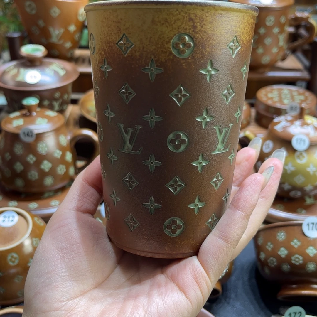 富***一草木灰老花咖啡杯