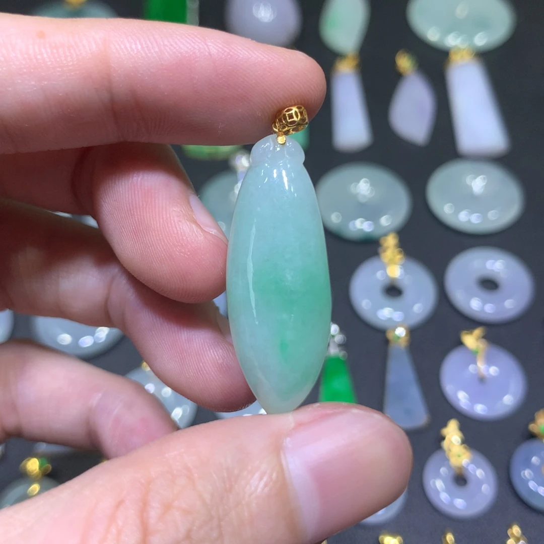翡翠18K金镶嵌吊坠(不含链)