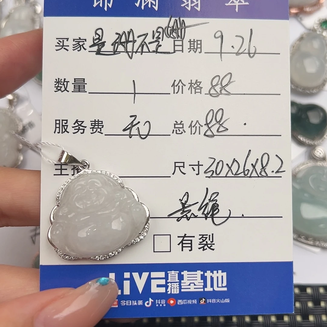 是***姗翡翠银S925镶嵌颈饰天然翡翠佛公