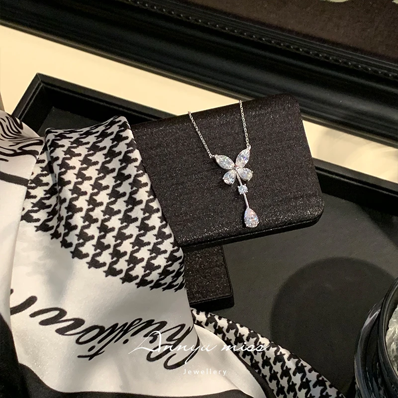 坠链均925银 【ANNYUMISS】经典百搭轻奢气质蝴蝶小水滴设计师款