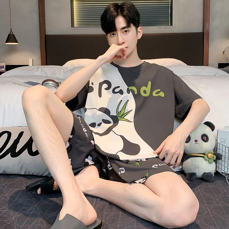 凉感睡衣男士莫代尔夏季夏款短袖短裤家居服男运动卡通可外穿套装