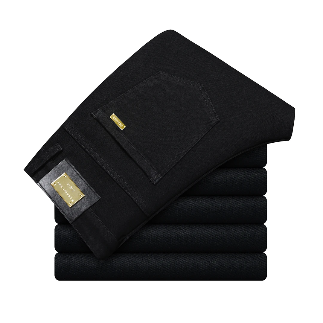 2025春季男士牛仔裤修身黑色弹力小直筒休闲水洗简约长裤