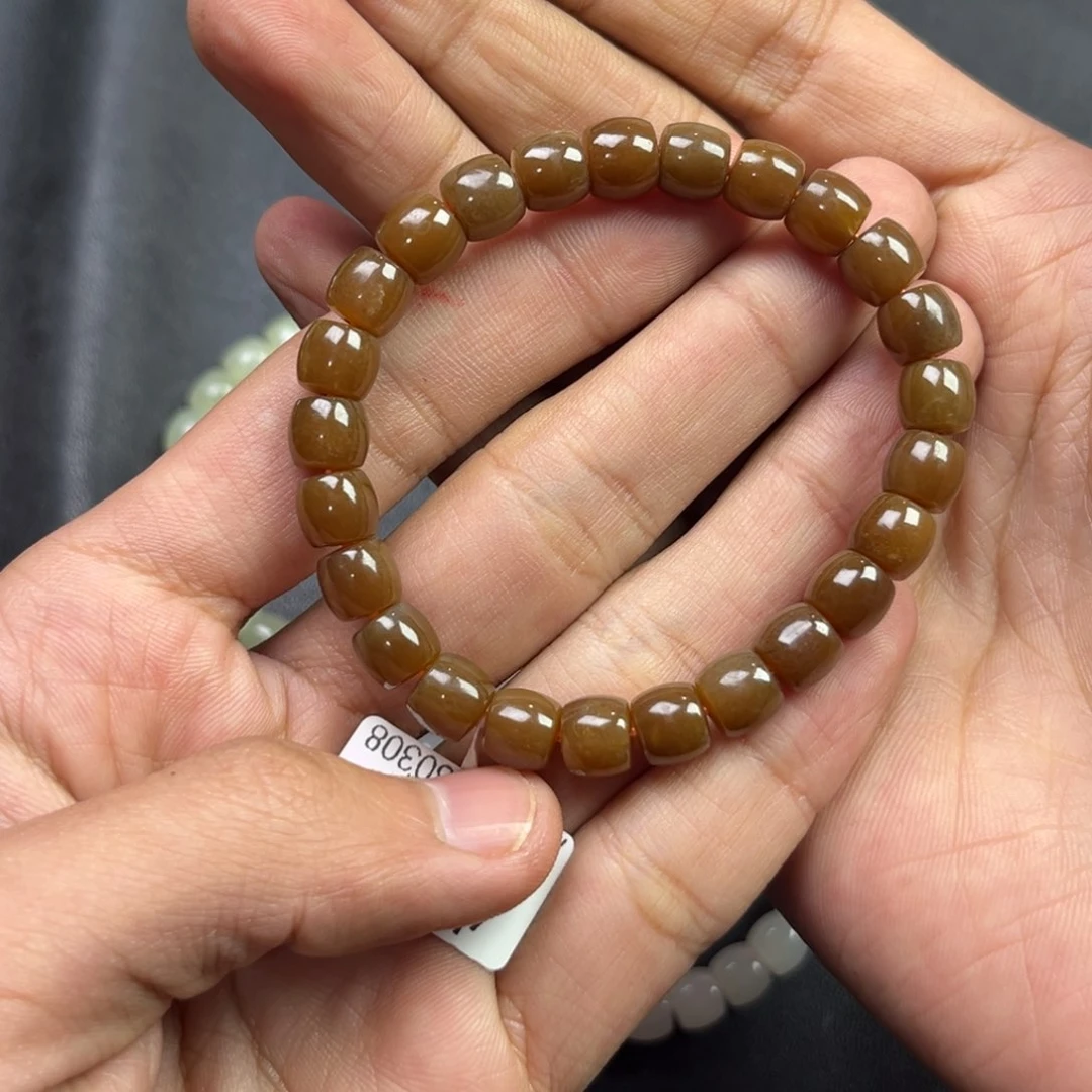 和田玉手链未镶嵌多样性新疆满糖彩直切珠卡8货头