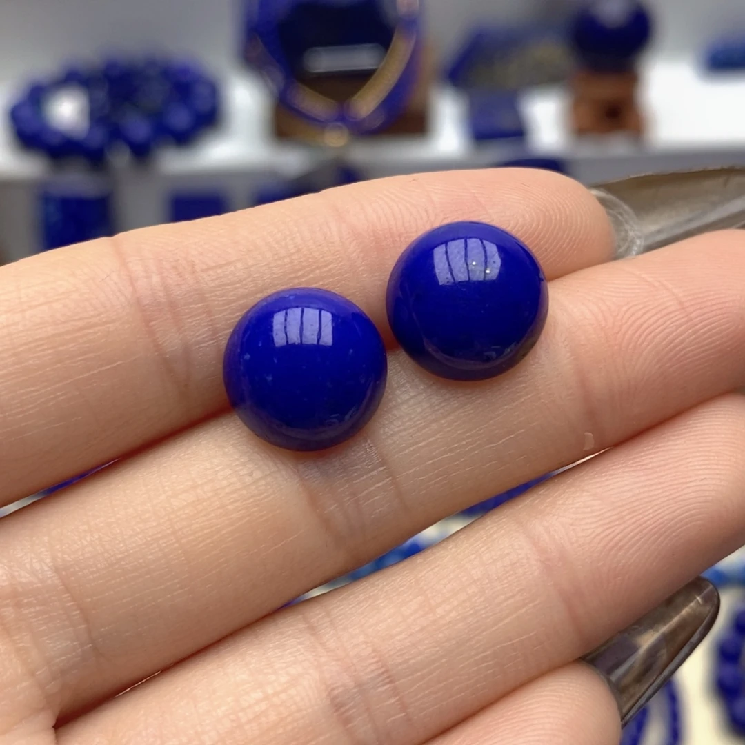 青金石未镶嵌耳饰12mm