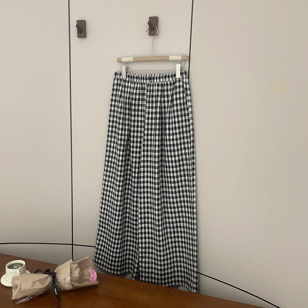 FUJIA STYLE新款韩版气质休闲简约黑白格休闲裤K6370511