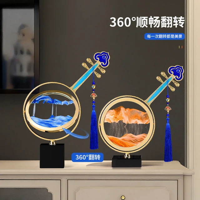 客厅装饰摆件轻奢创意桌面装饰品高档大气琵琶流沙画办公室摆设