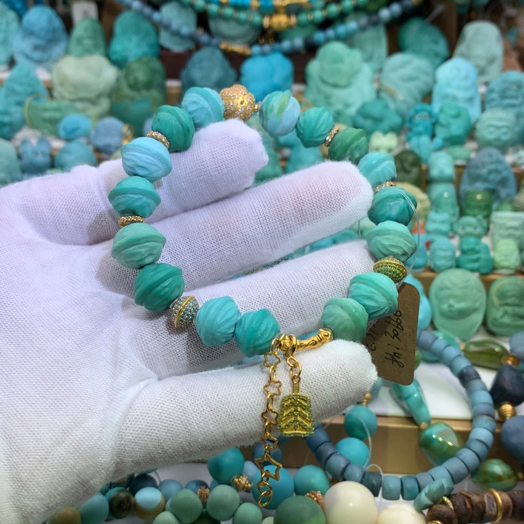 绿松石18K金镶嵌手链