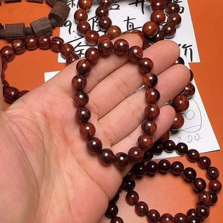 藤类海南红降1.0圆珠单圈手串