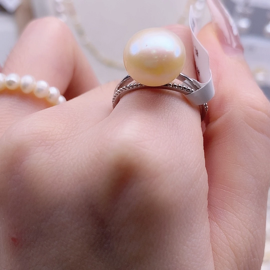 戒指银S925镶嵌淡水珍珠