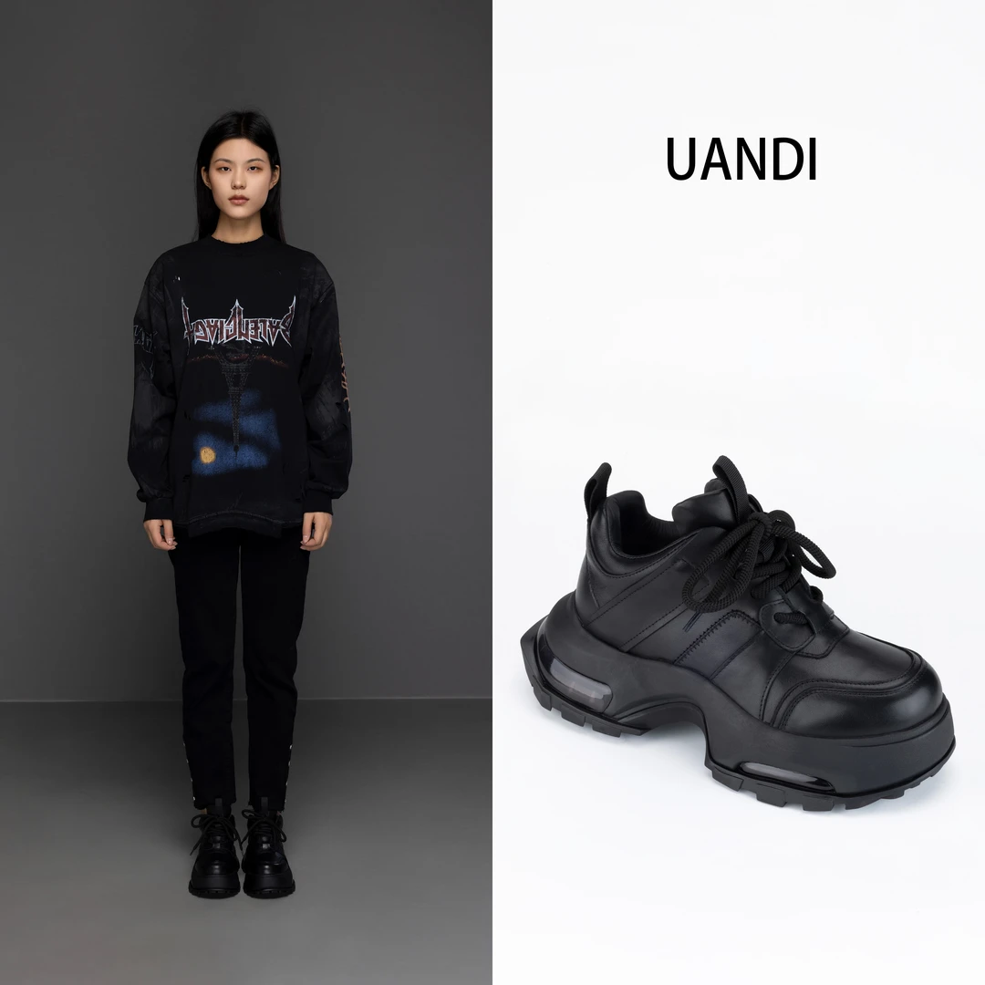 UANDI原创25年春季新款设计师潮流低帮休闲运动厚底百搭老爹鞋女