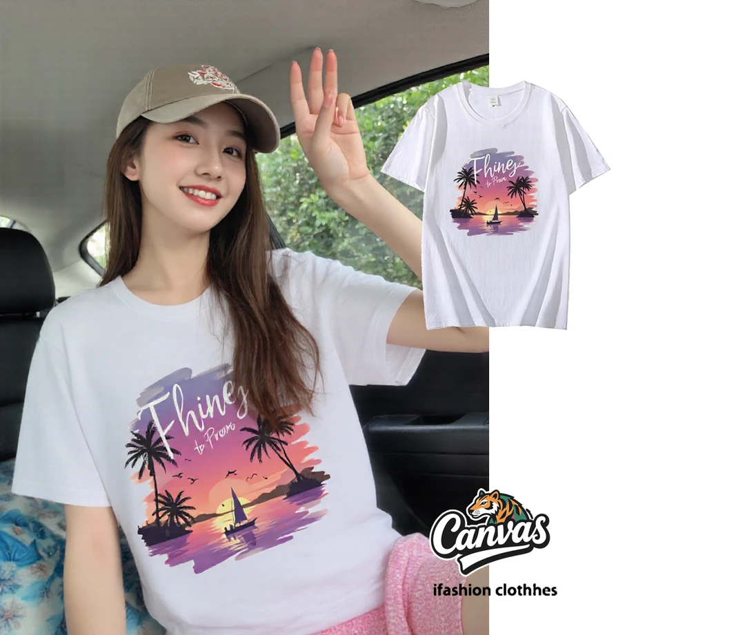 夏季ins短袖修身男女款韩版原创印花圆领百搭时尚t恤纯棉休闲柔软