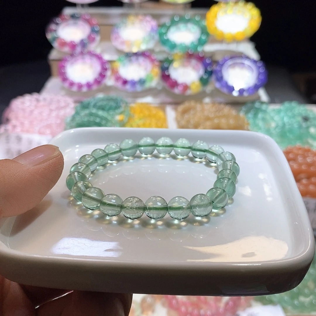 萤石手链未镶嵌薄荷绿单圈8mm
