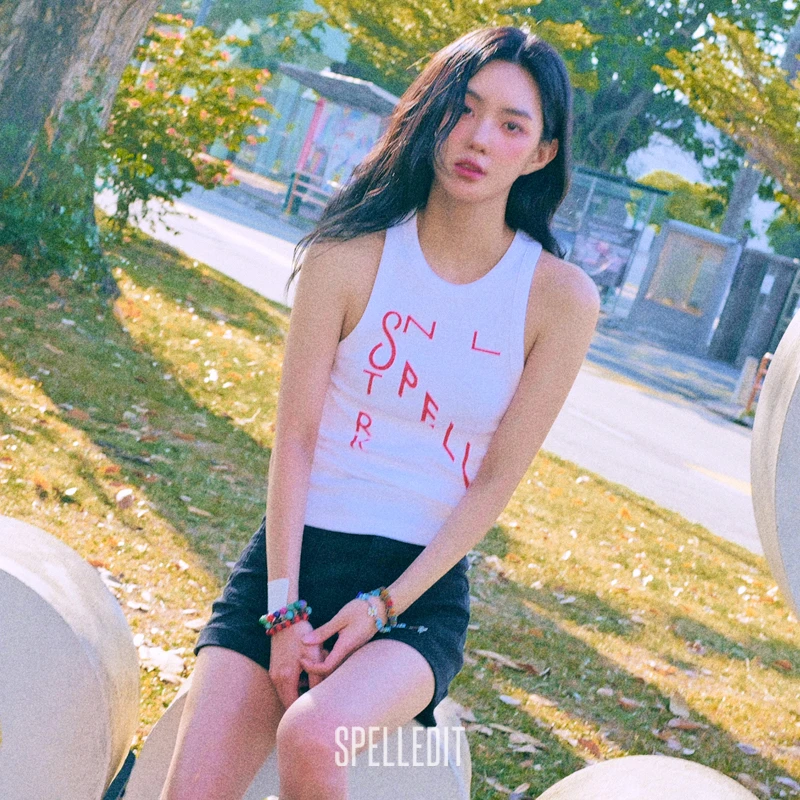 SPELLEDIT2025夏季新品倾斜logo背心美式字母印花运动风吊带女