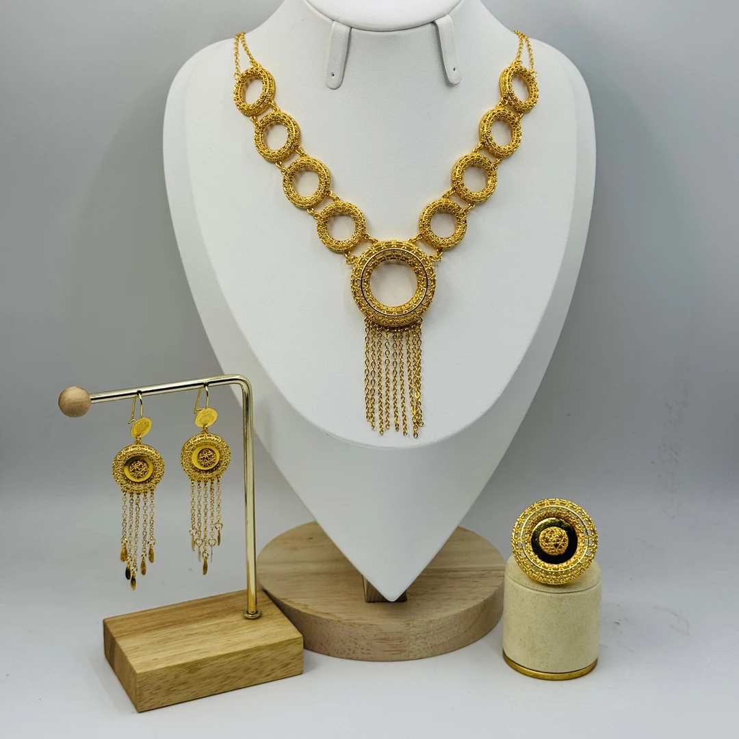 铜项链 TJ283 铜首饰 项链耳环戒指三件套