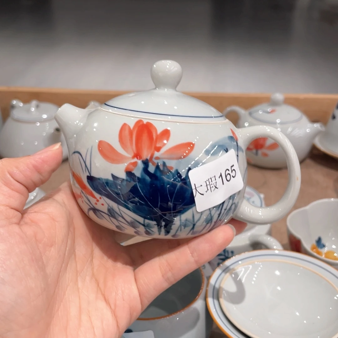 釉下手绘茶具微瑕