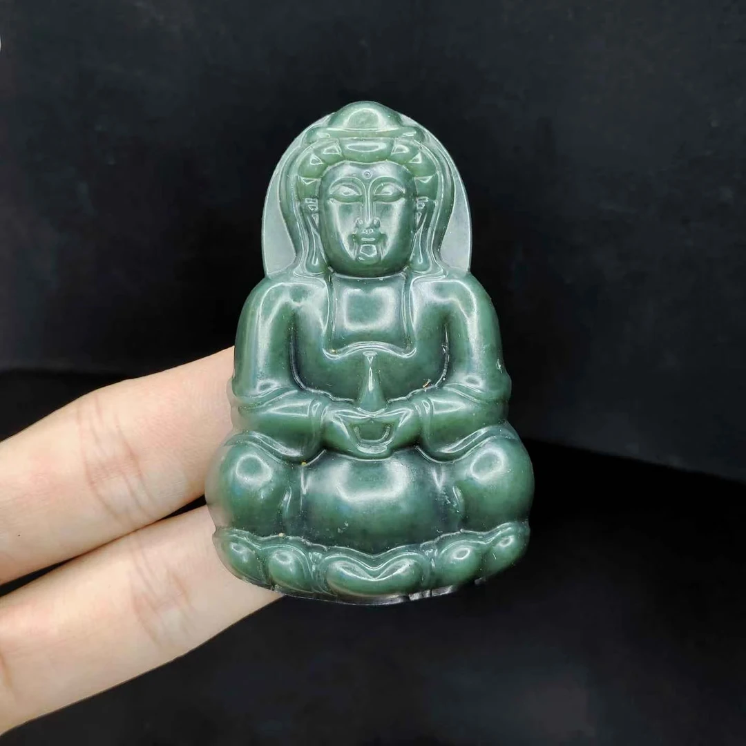 【老三珠宝】和田玉观音吊坠赠绳子J1-约63-41-10mm