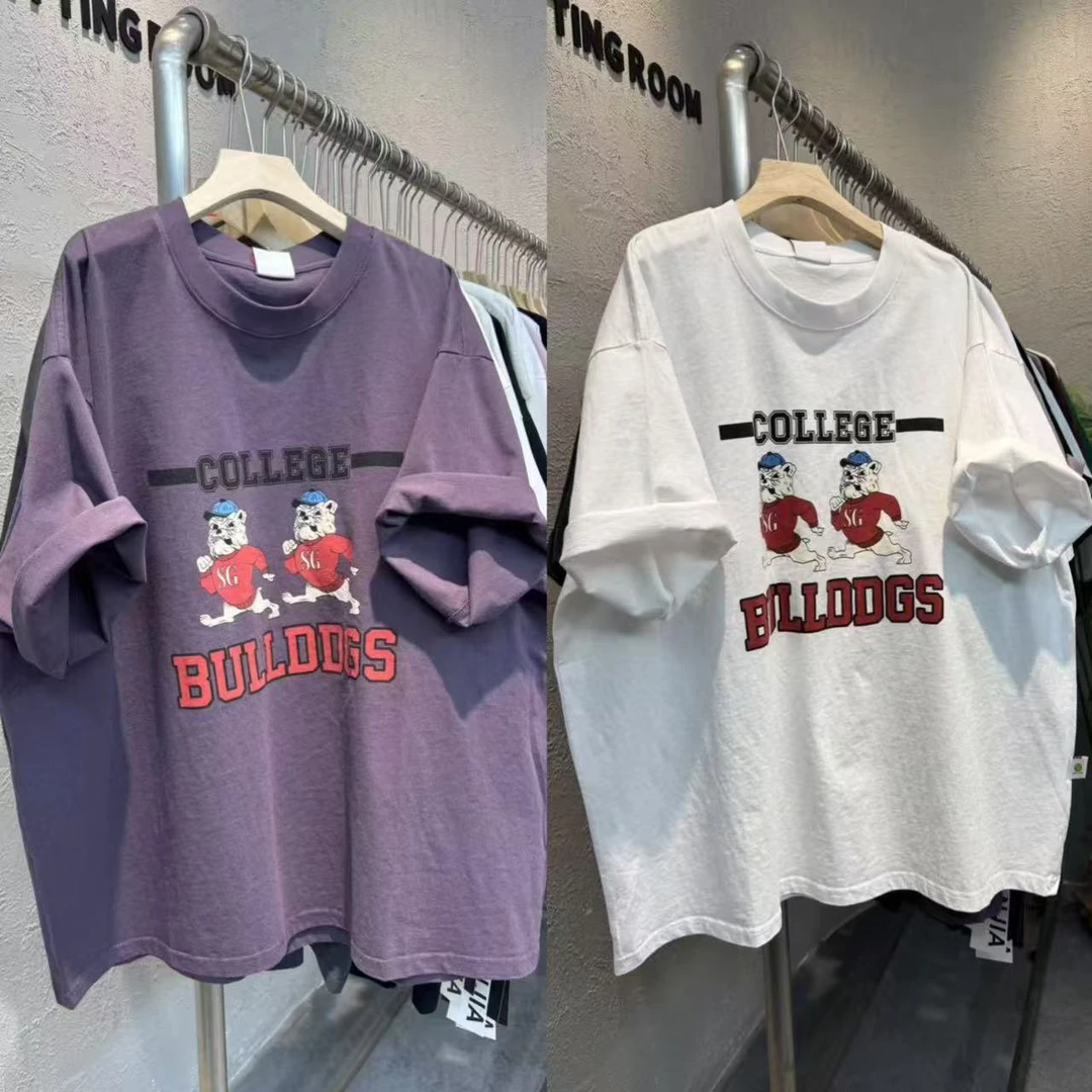 8682夏季新款韩版哈巴狗印花宽松大码显瘦圆领短袖T恤女