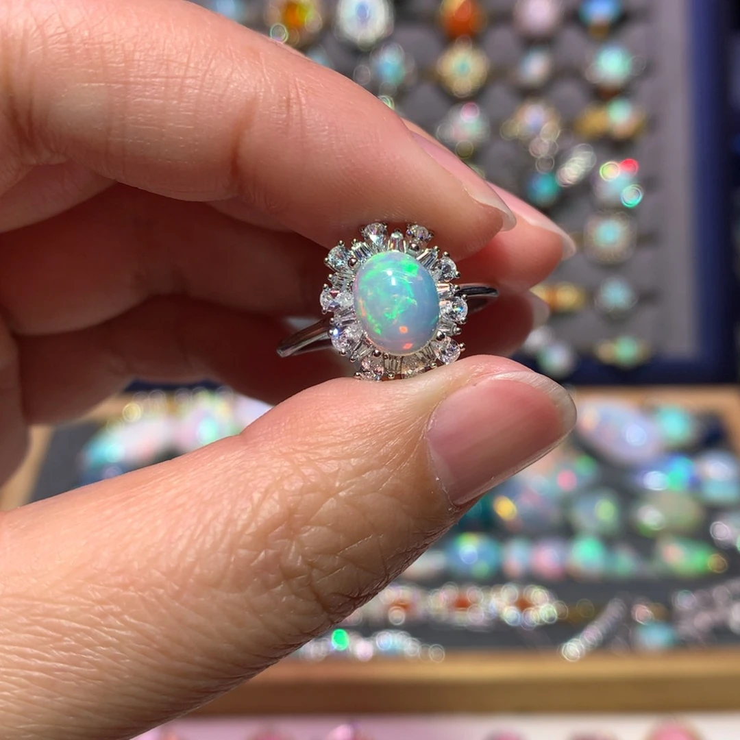 银S925镶嵌欧泊戒指款式