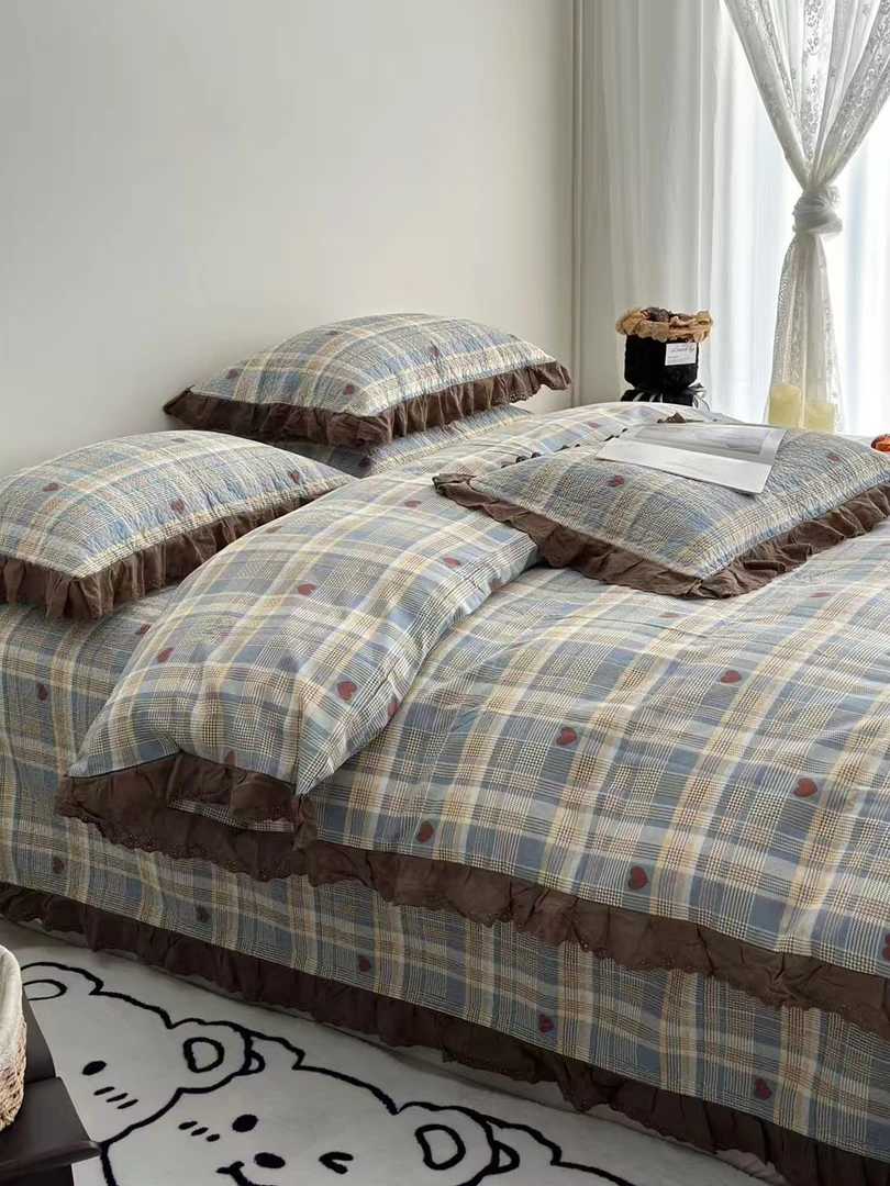 于姐推荐【格子--全棉床盖套件】全棉床盖套件