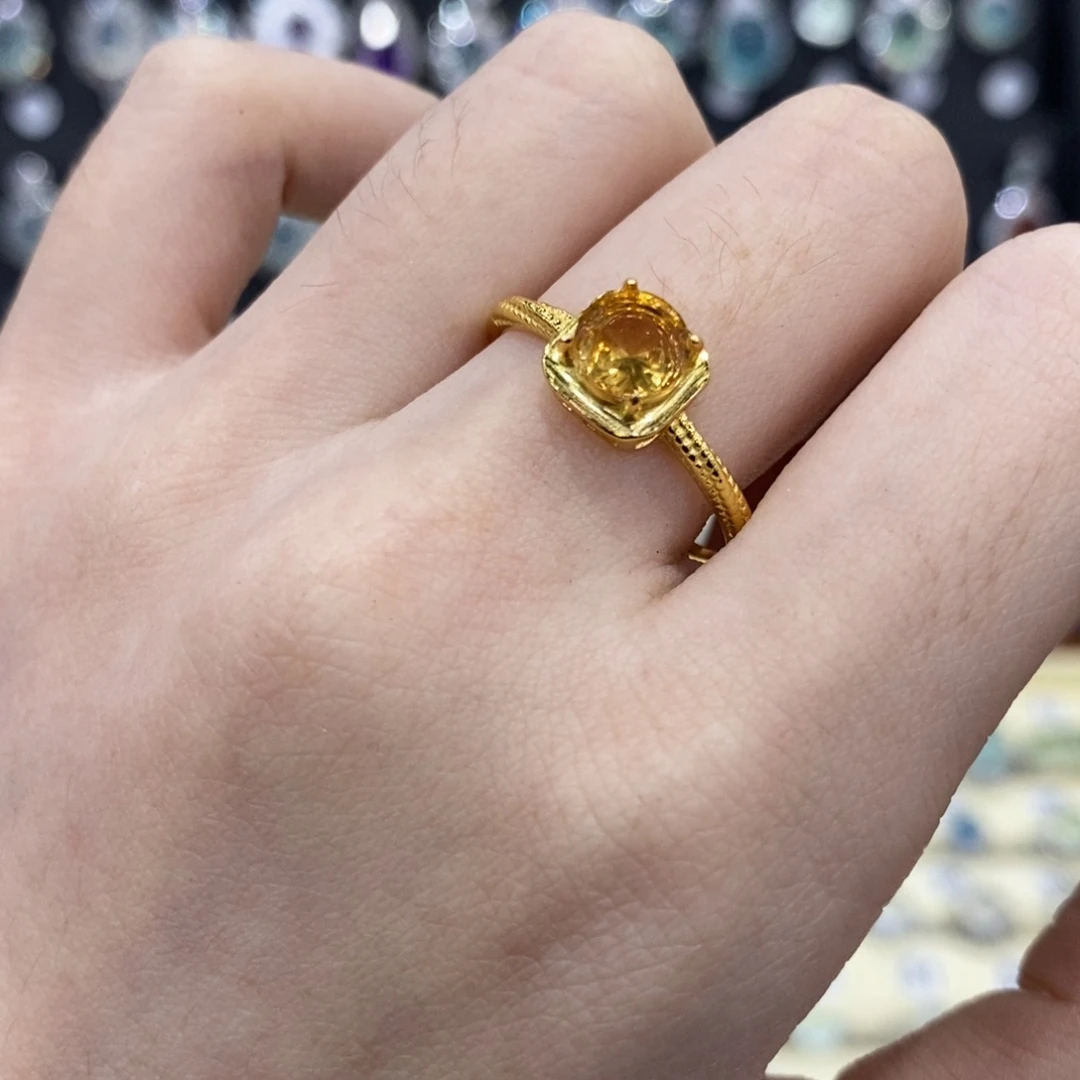 黄晶银S925镶嵌戒指