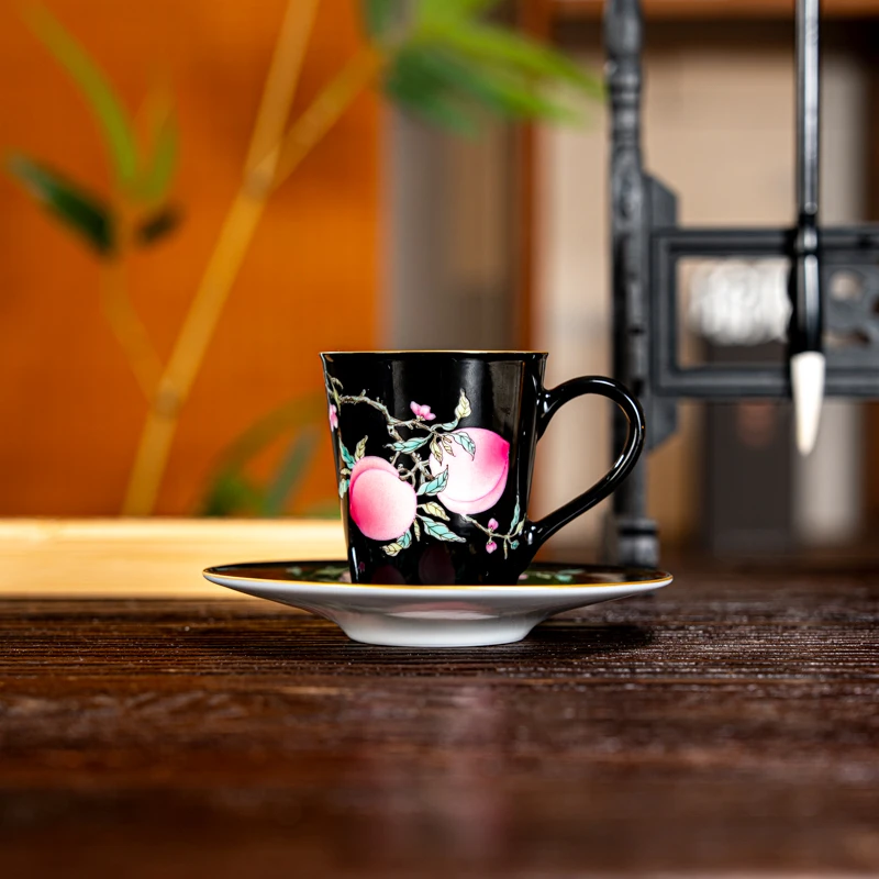 【墨舍珍藏】墨舍珍藏黑地咖啡杯高档 moshe1003