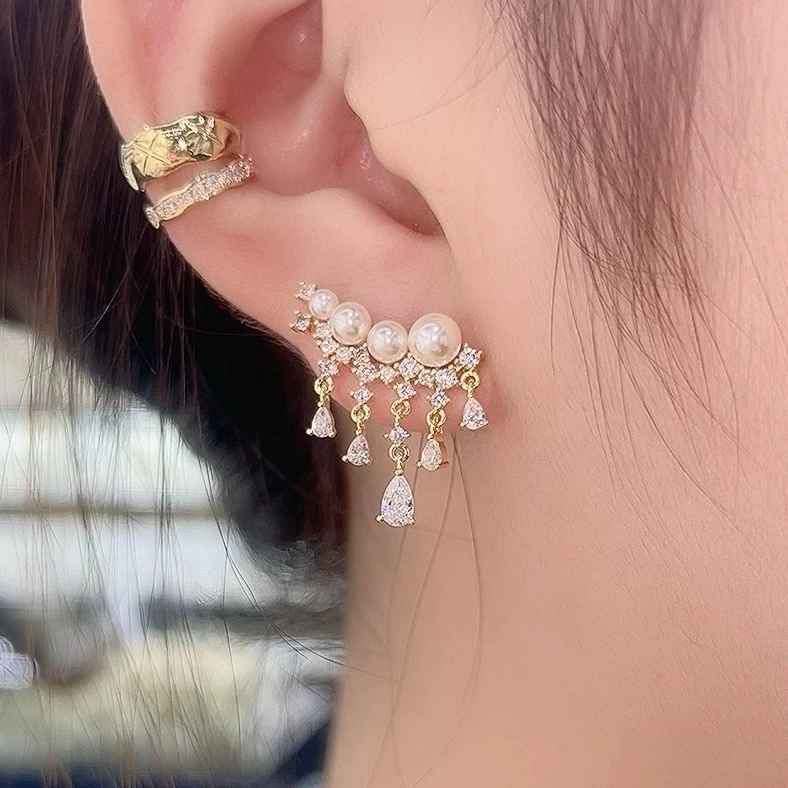 铜合金合成锆石耳饰 爆款耳排耳钉