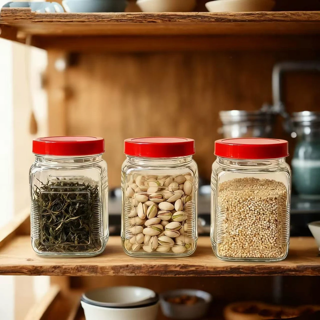 【750ml三只装】加厚玻璃密封罐家用辣酱泡菜玻璃密封罐食品收纳罐