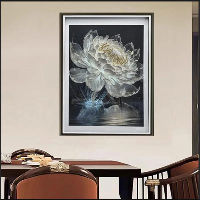 Q247光影睡莲现代客厅卧室挂画走廊入户门玄关装饰画