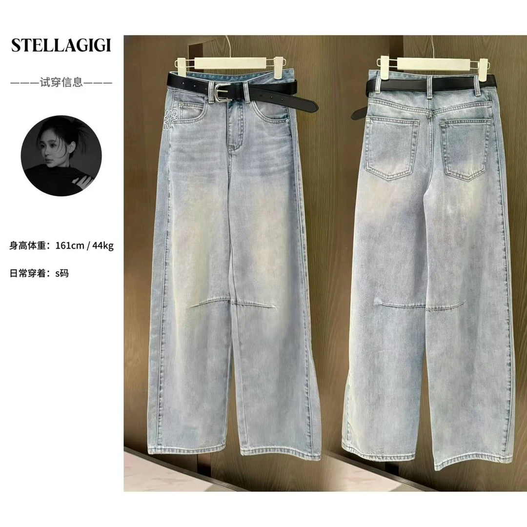 SG / 郭幂幂 SS 云雾感做旧 高端立体裁剪弯刀牛仔裤K-20250039