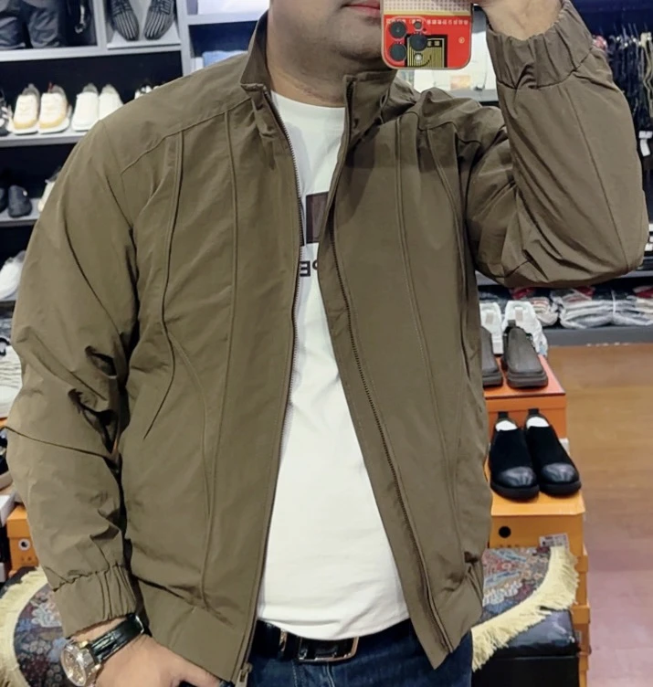 长袖立领男棉衣休闲纯色男士军绿夹克常规外套工装