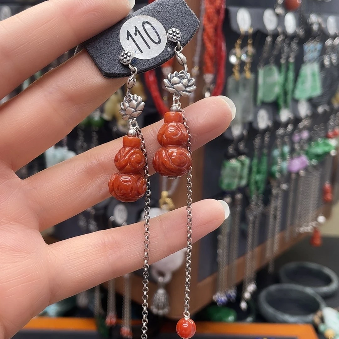 翡翠耳饰银S925镶嵌小*儿393ghjhhhh