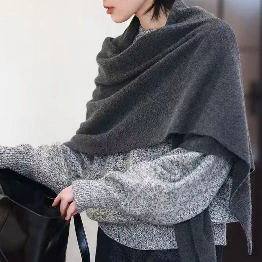 法式秋冬16针精纺羊毛披肩三角巾大爆款，240*75做工精细，时尚百搭