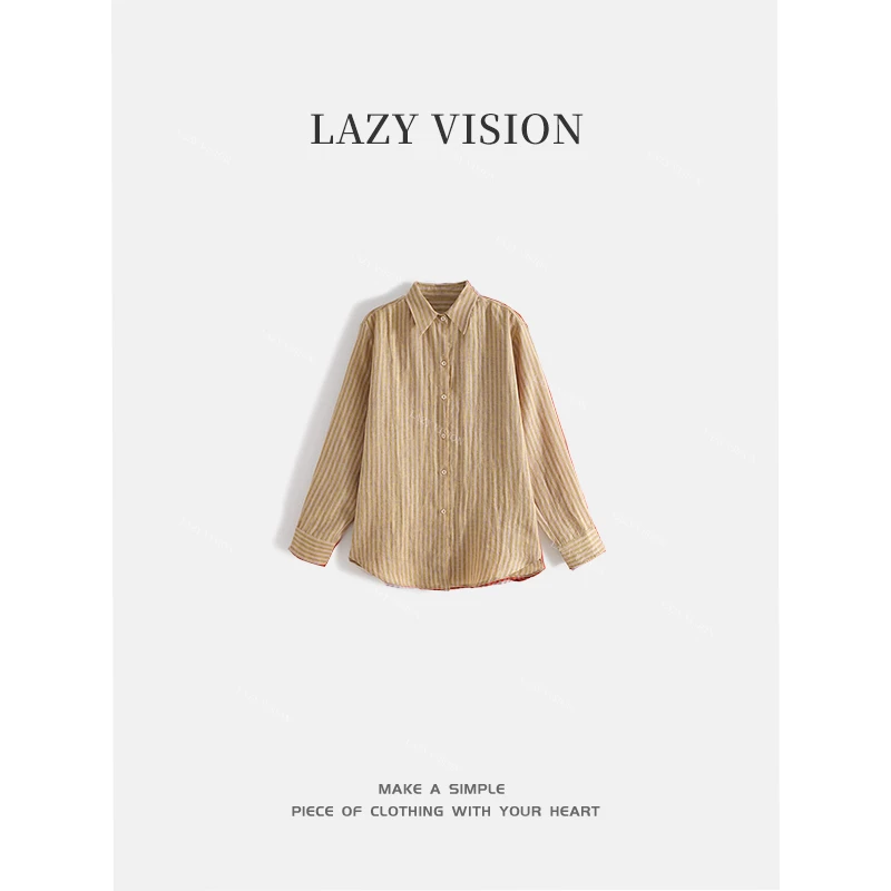 LAZYVISION亚麻条纹女士衬衫ZMD-26802