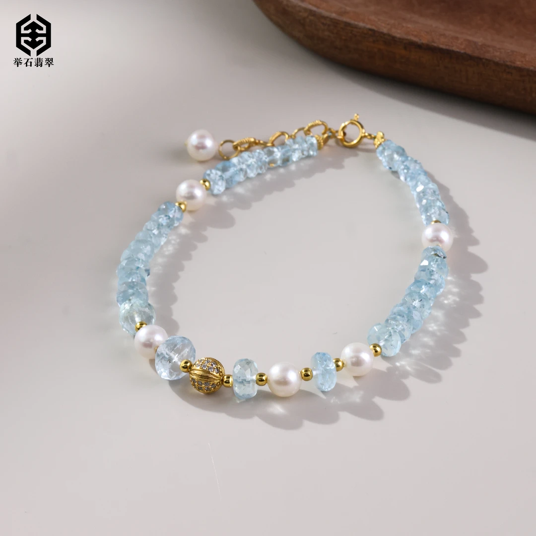 【举石臻品】TH0617-1000-4海蓝宝手链（一件/长约17-20cm）Y