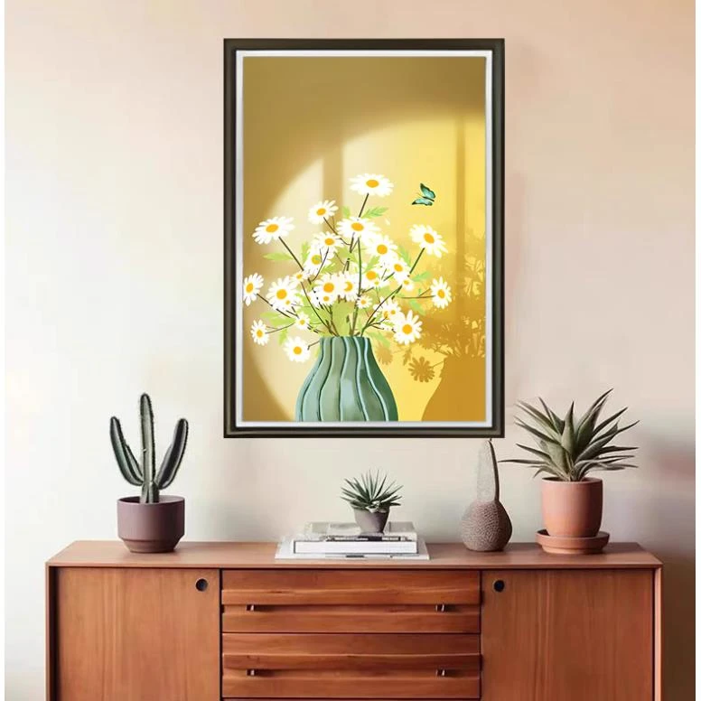 Y39花瓶时尚餐厅客厅床头轻奢挂画装裱实物鎏金画装饰画