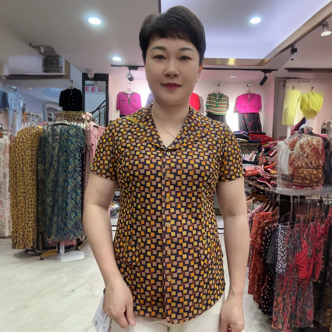 【活动款】2025夏季新款88527台湾丝气质百搭时尚妈妈装上衣 花帝