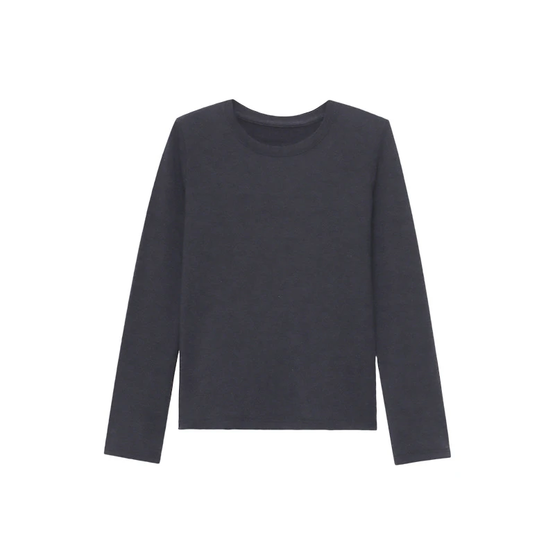 简约百搭纯色圆领正肩显瘦打底衫长袖T恤氨纶修身时尚韩版设计感