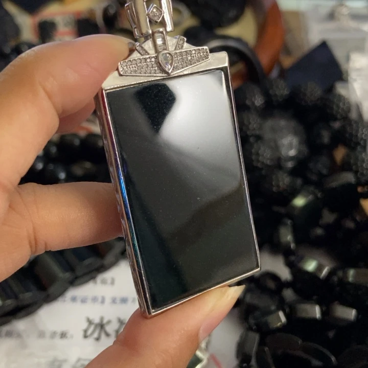 *****翡翠银S925镶嵌颈饰墨翠