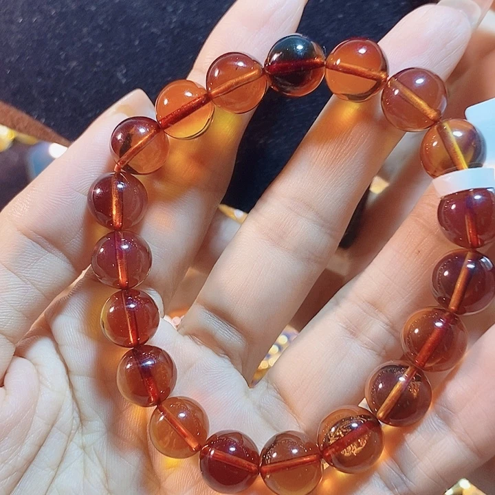 蓝珀未镶嵌珠宝奇石墨西哥红蓝手串10