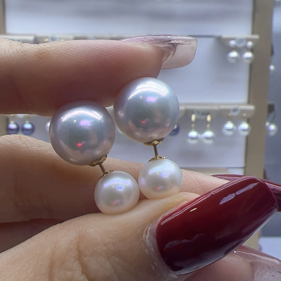 淡水珍珠耳饰18K金镶嵌