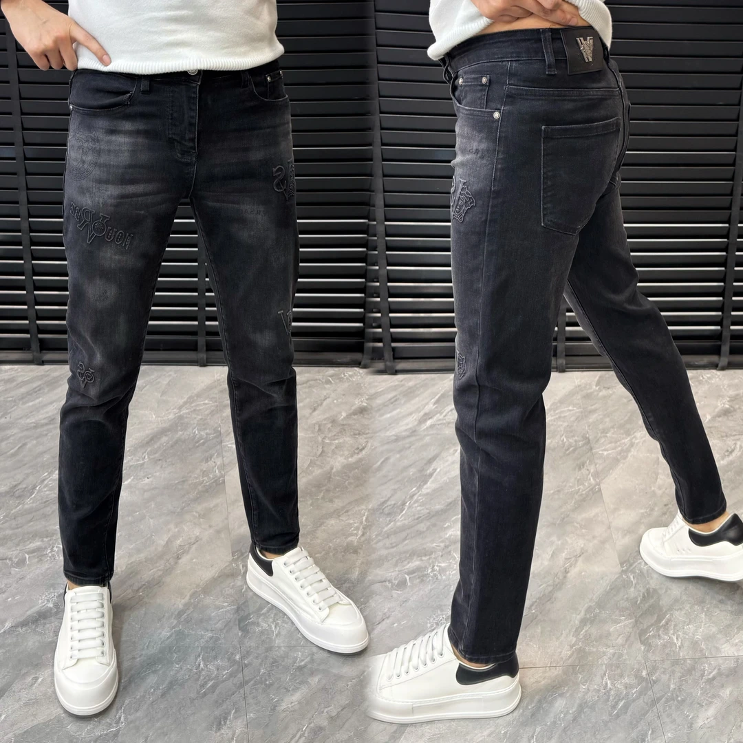 冬季新款男士百搭简约小脚牛仔裤高弹力痞帅修身显瘦冬季牛仔长裤