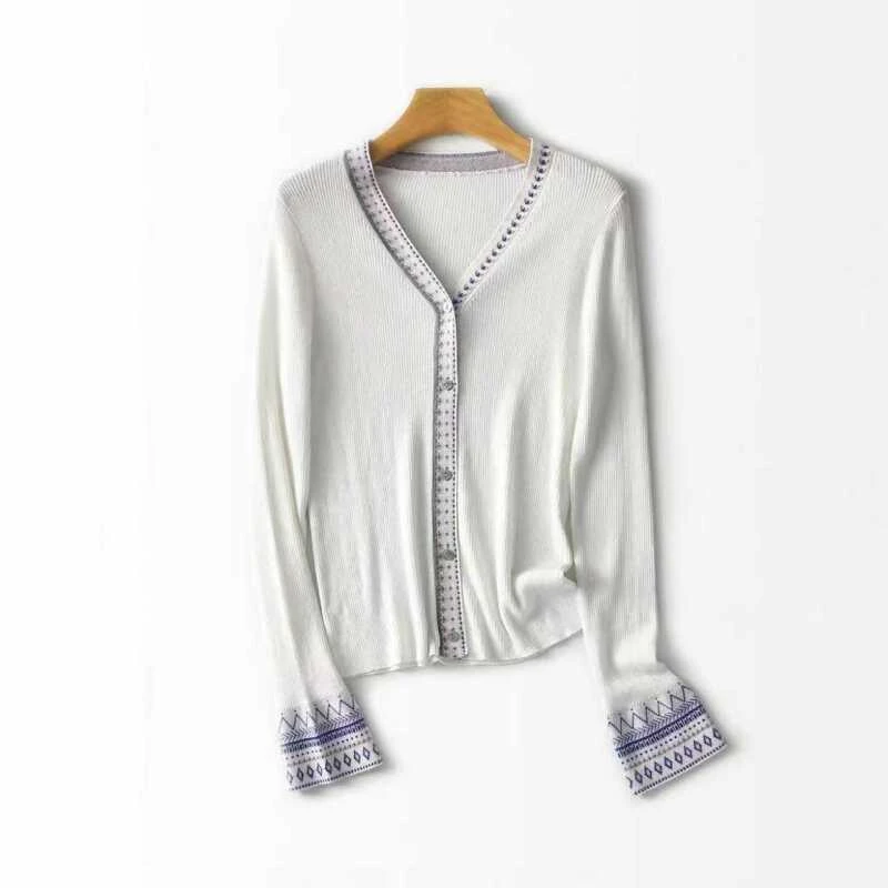 【77专属】ZC99921蚕丝羊毛民族提花针织开衫