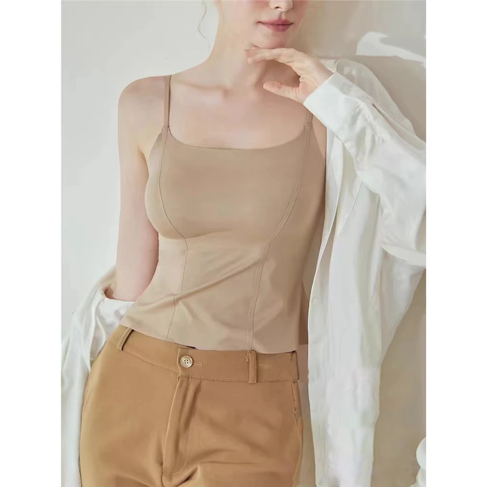 504011 2025新款裸感显瘦一体杯背心防走光打底美背