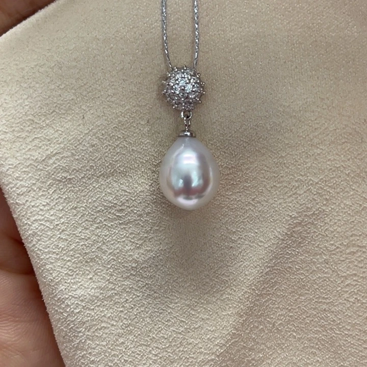 吊坠(不含链)银S925镶嵌海水珍珠10.1mm89号