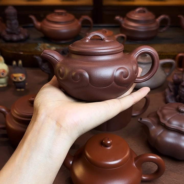 茶壶紫砂仿古如意，底槽清