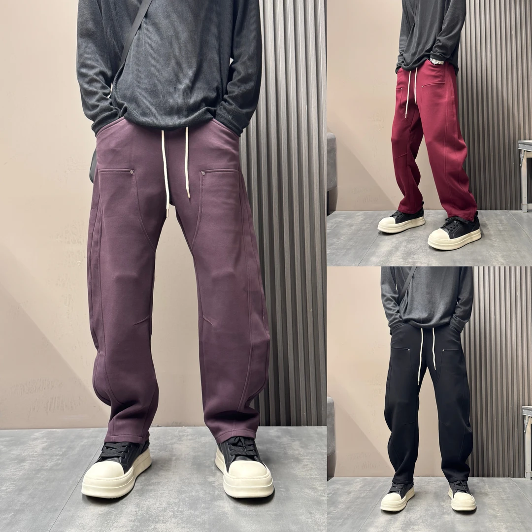 2025秋季新款潮流高级感休闲卫裤男士宽松百搭运动裤拼接弯刀裤潮