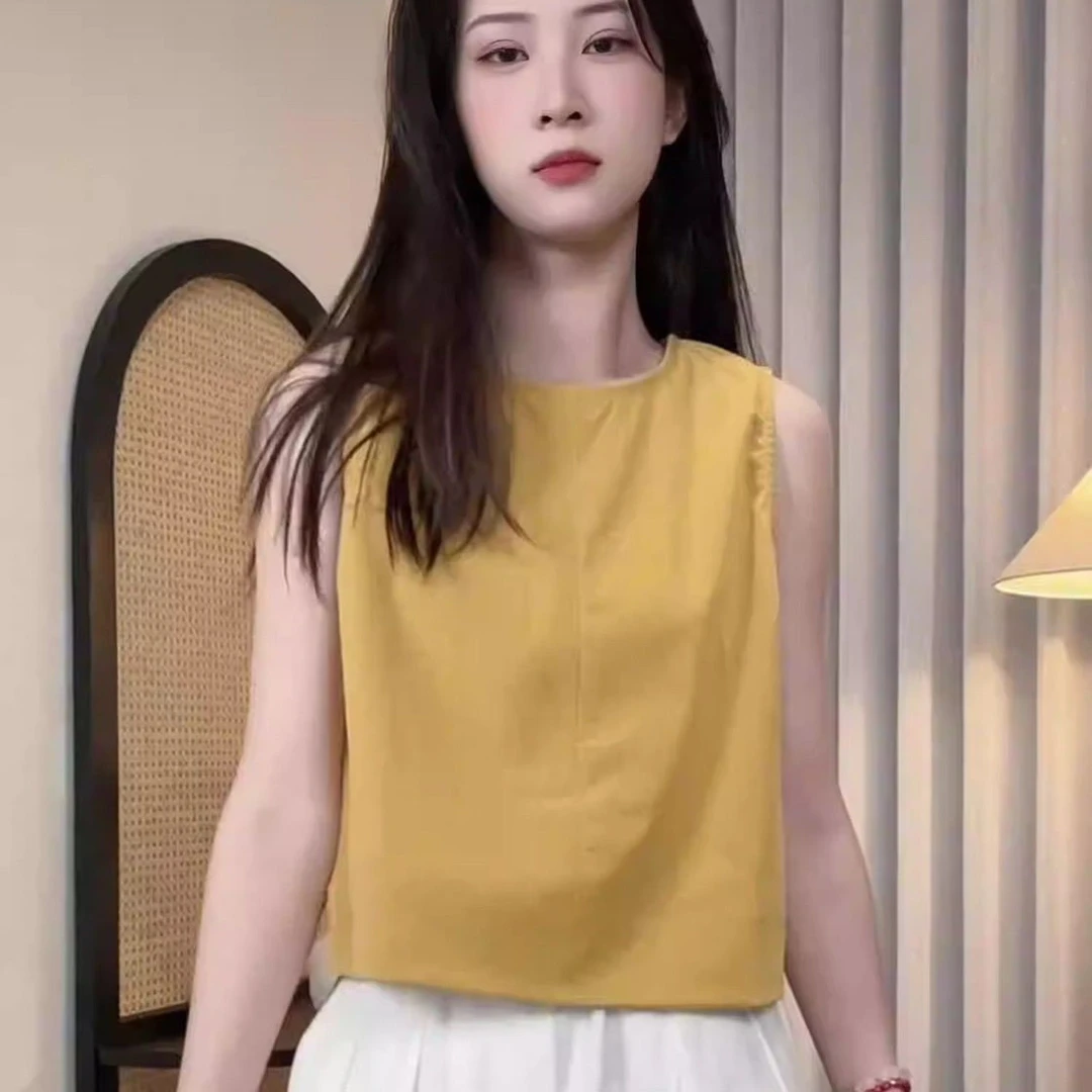 小个子无袖背心衬衫女2025夏季新款法式外穿坎肩小衫轻薄透气