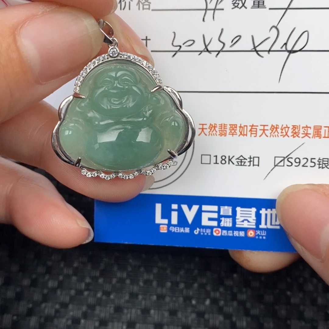 翡翠颈饰银S925镶嵌吊坠